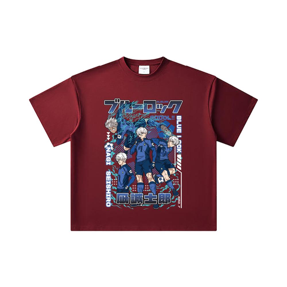 

260 GSM Double Yarn 32 Count 100% Cotton Blue Lock V3 Print Unisex Heavy Cotton T Shirt 2XL вина червоного кольору