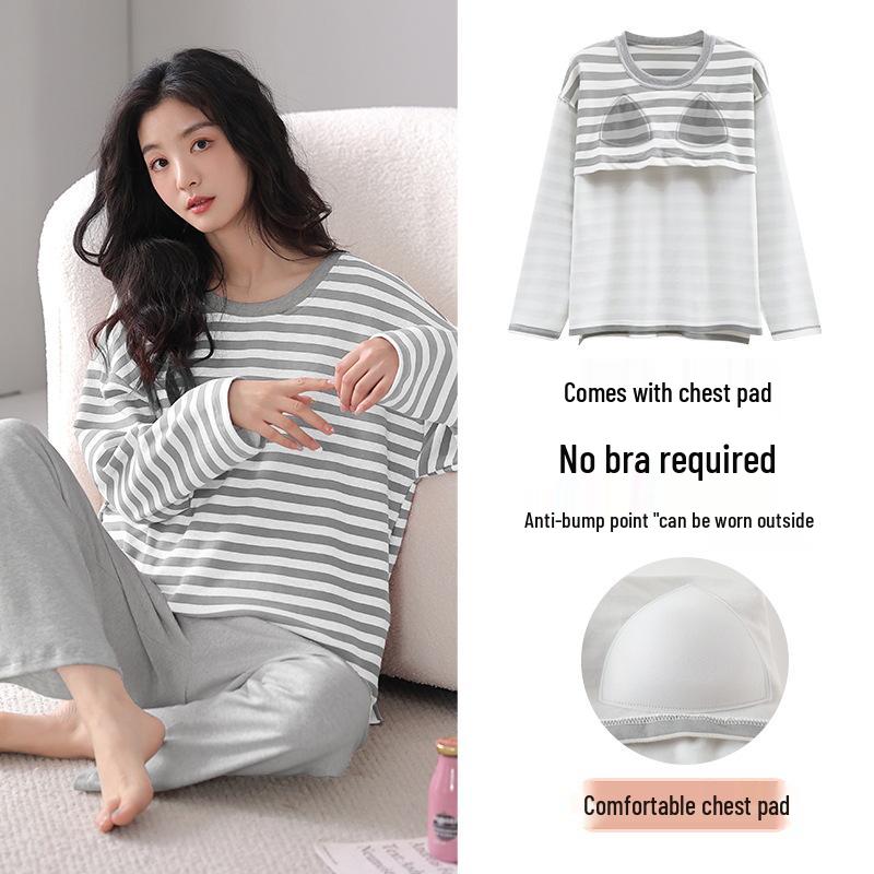 

Women s Cotton Long Sleeve Pajamas with Breast Pads, Winter 2023 Matcha Green Homewear. Large