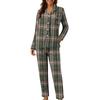 Women's Casual Fashion Plaid Patchwork Print Long-Sleeved Trousers Homewear Set