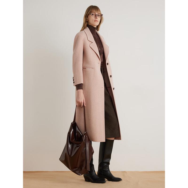 ELLE Women's 100% Lamb Wool Double-Faced Coat