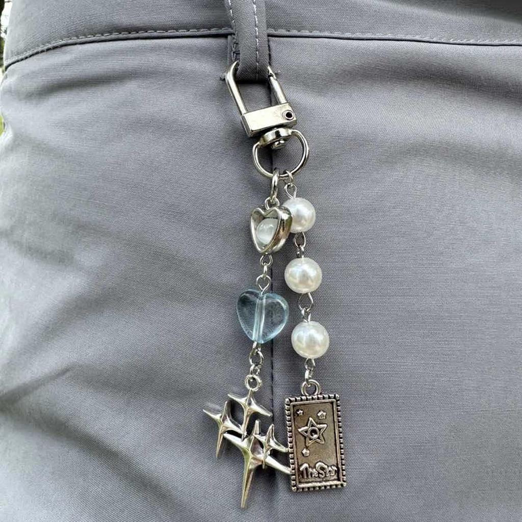 Charming Heart And Star Keychain Accessory Trendy Heart Star Bag Charm Keychain Personalized Keyrings Pendant for Women