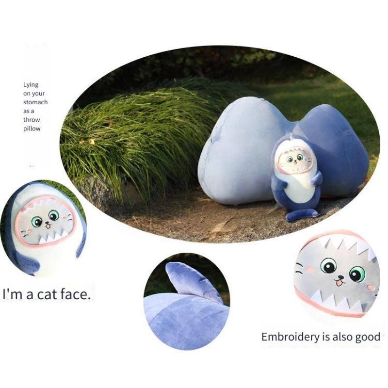 30CM Cat Face Shark Plush Toy Shark Soft Stuffed Doll Shark Pillow Office Pillow Toy Christmas Children's Gifts Stuffed Doll