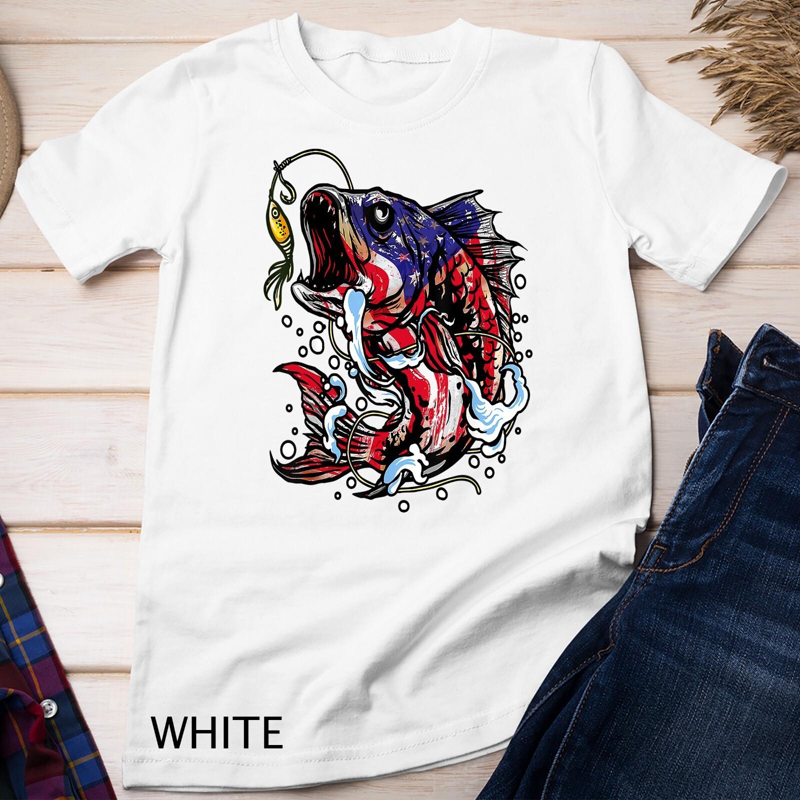 Fishing Camouflage American Flag USA Bass Fisherman Gift Unisex T-Shirt Mens Womens Tees Top M