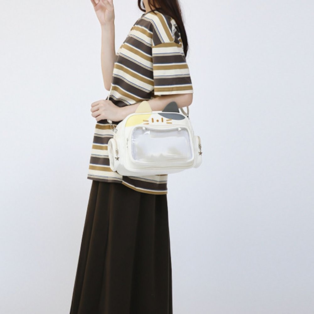 Preppy Style Cute Cat Itabag JK Kawaii Y2K Shoulder Bag Creative Transparent Pocket Bag  Outdoor