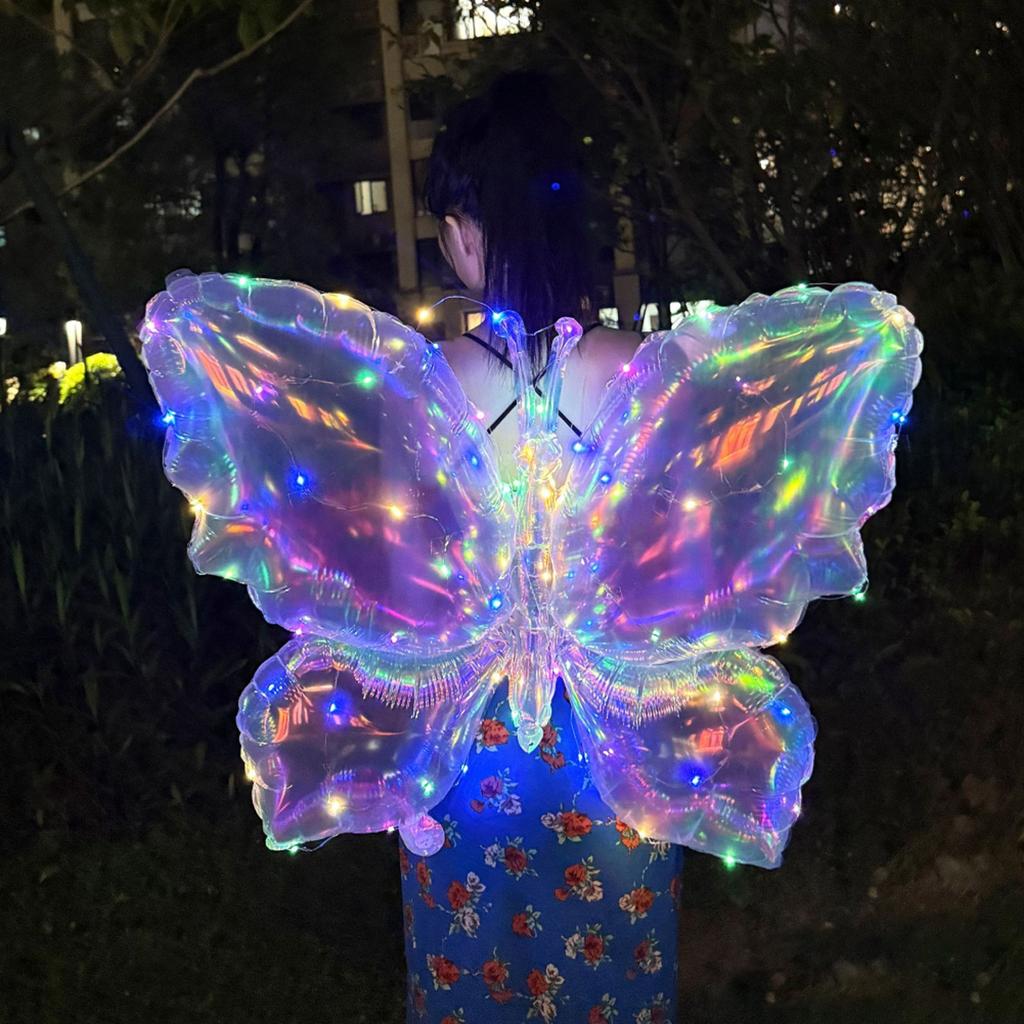 Leuchtender und farbenfroher Schmetterlingsballon mit LED-Lichterkette (Ohne Batterie) Hochzeit,Geburtstagsparty,Maskenball Dekoration