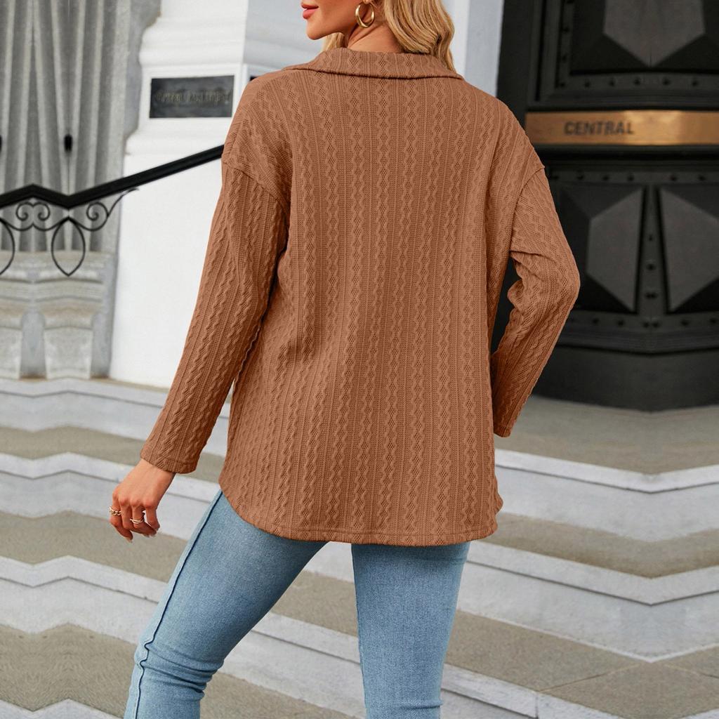 Women's Fashion Casual Solid Color Chest Pocket Button Long Sleeve Cardigan Top Coat