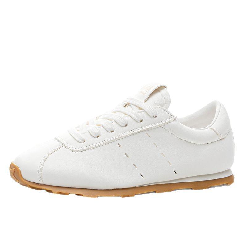 Frühling/Sommer Damen Weiße Rindsleder Schnür-Flache Freizeit-Sneakers