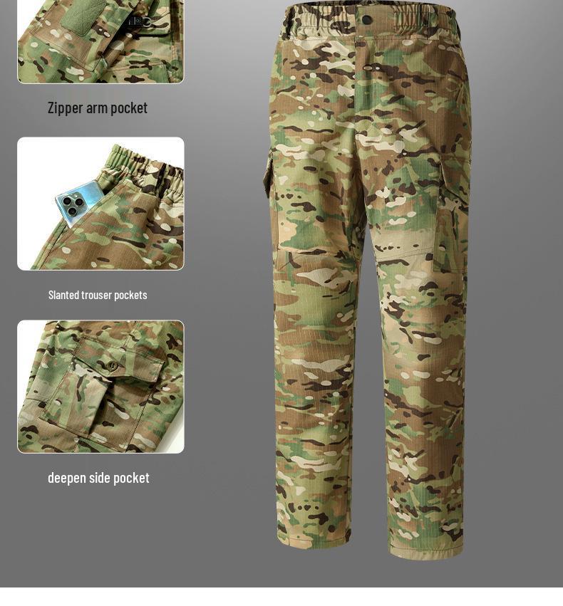 Men's Wear-Resistant Camouflage Workwear Set: Jacket & Pants for Outdoor, Tactical, and Mountaineering Activities