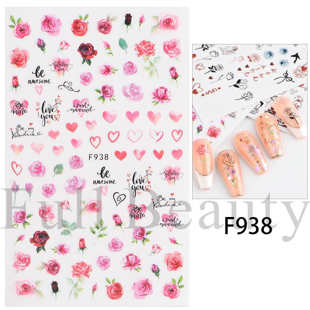 Nail Art Stickers Ins Valentine's Day Red Lips Sexy Heart LOVE Love Bear Adhesive Nail Stickers