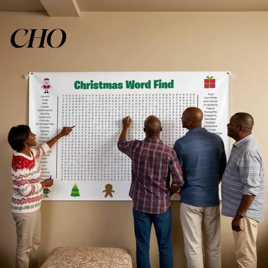 Thanksgiving Word Search Giant Thanksgiving/Christmas Poster 36 X 22 Inch Fun Activity Puzzle Wall Game PVC Reusable Holiday for Family Friendly