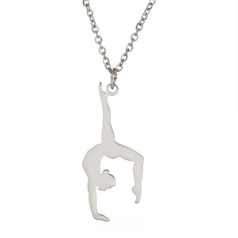 Módní náhrdelník s přívěskem pro uměleckou gymnastiku, přenosná dekorace pro trendy ženy, šperk s přívěskem z nerezové oceli