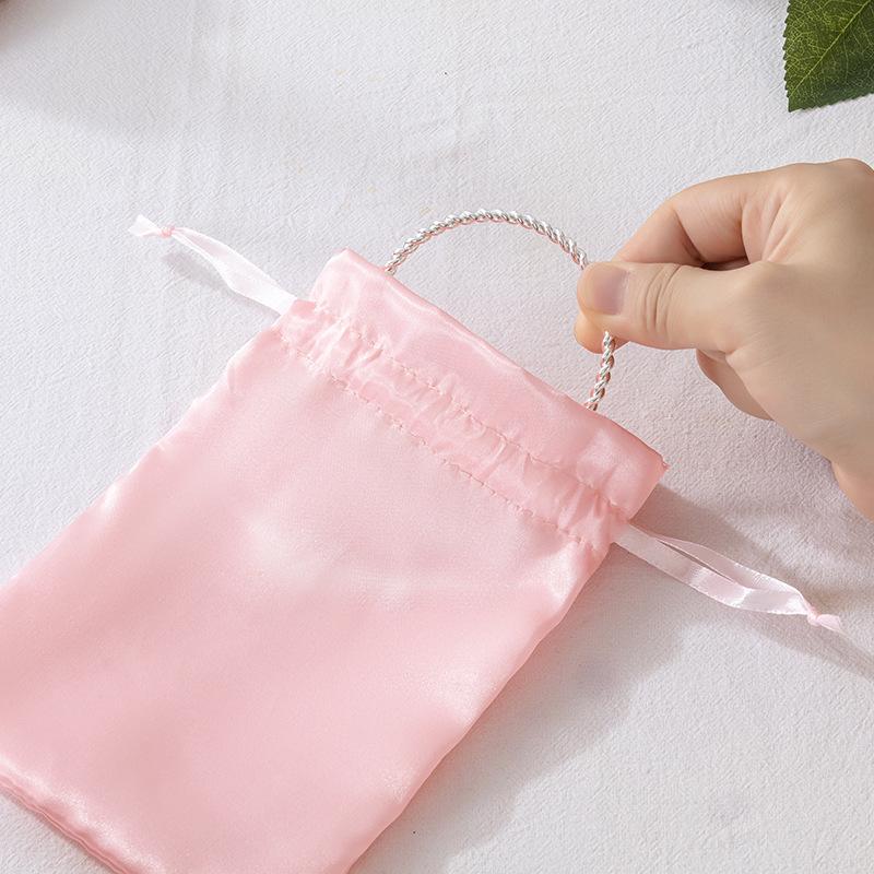 Luxury Satin Drawstring Pouch with Printed Logo - Imitation Silk Design