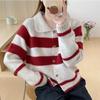 Koreanischer gestreifter Strickmantel für Damen - Herbst/Winter lockerer Cardigan-Stil