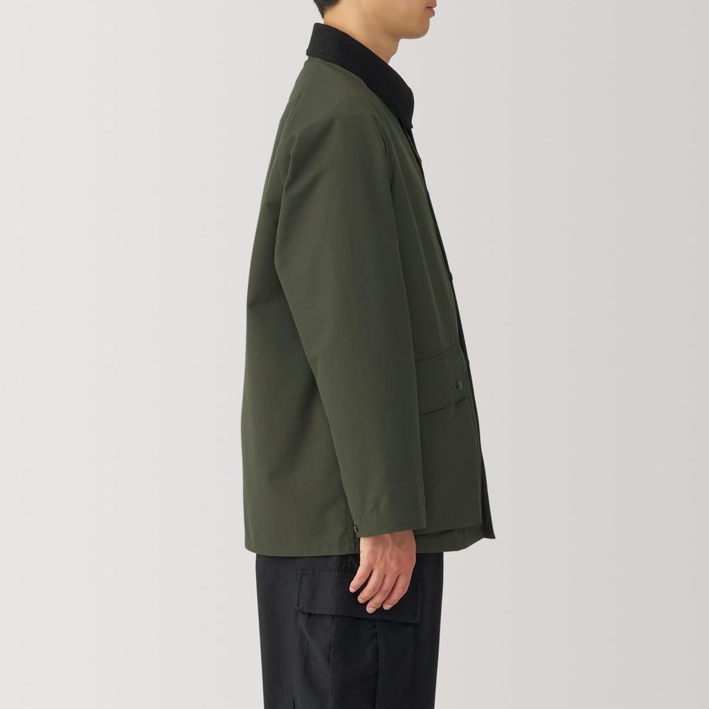 MUJI Corduroy Collar Dark Size S Men's Water-Repellent Jacket, Green, (AC1VJA4A)