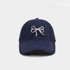 Korean Bow Embroidered Baseball Cap for Women In Spring and Summer Sweet and Cute Soft Top Sun Protection Baseball Cap Showing Small Face