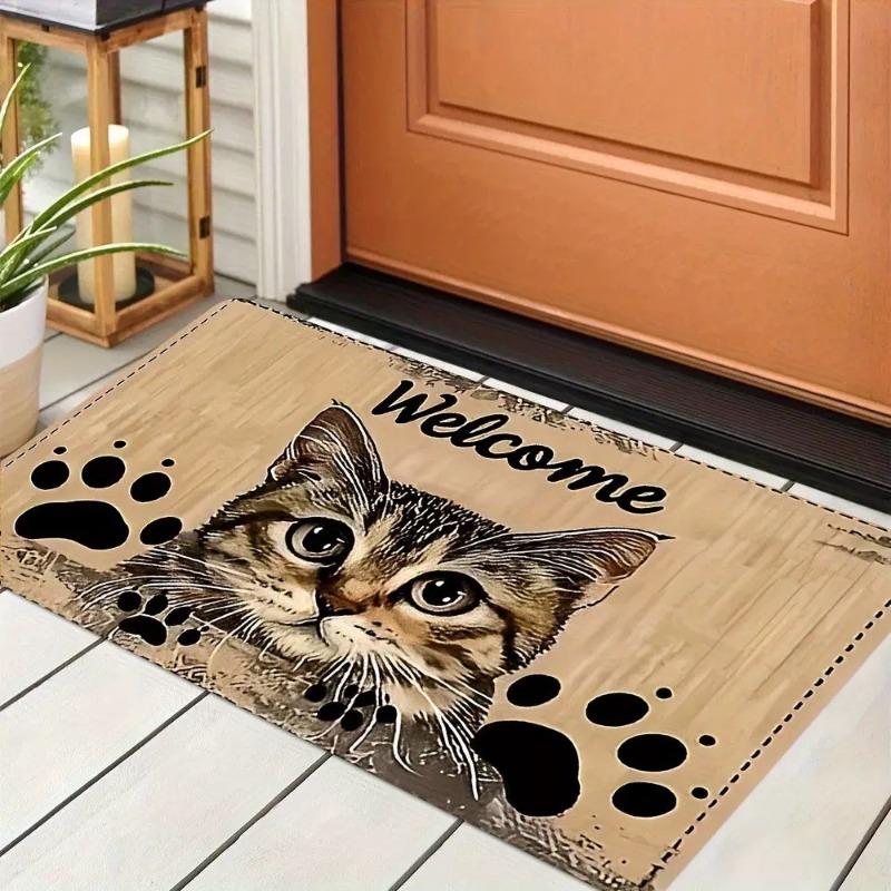

Dog Theme Welcome Mats Paw Print Design Wipe Your Paws Funny Doormats for Pet Lovers Home Entry Decor 40X60CM