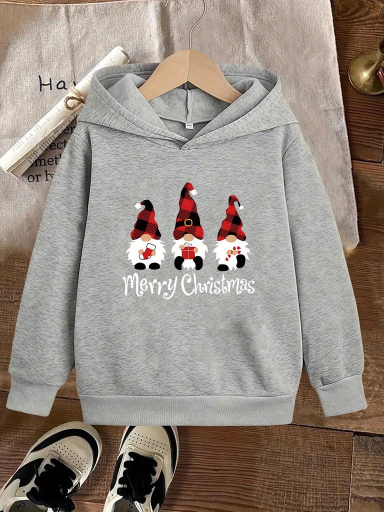 Autumn/Winter New Arrival Boys & Girls Christmas Casual Hooded Pullover - Regular FitFestive Dwarf PrintChildren'sChristmas Gift