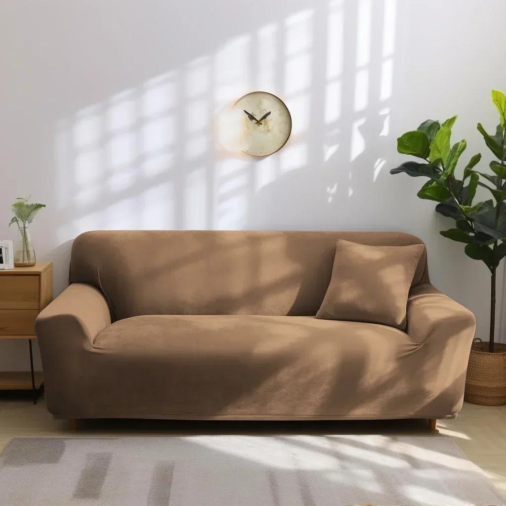 Winter Thick Sofa Covers Soft Velvet Slipcovers Furniture Protector Thick Couch Covers Washable For 1/2/3/4 Seater Living Room