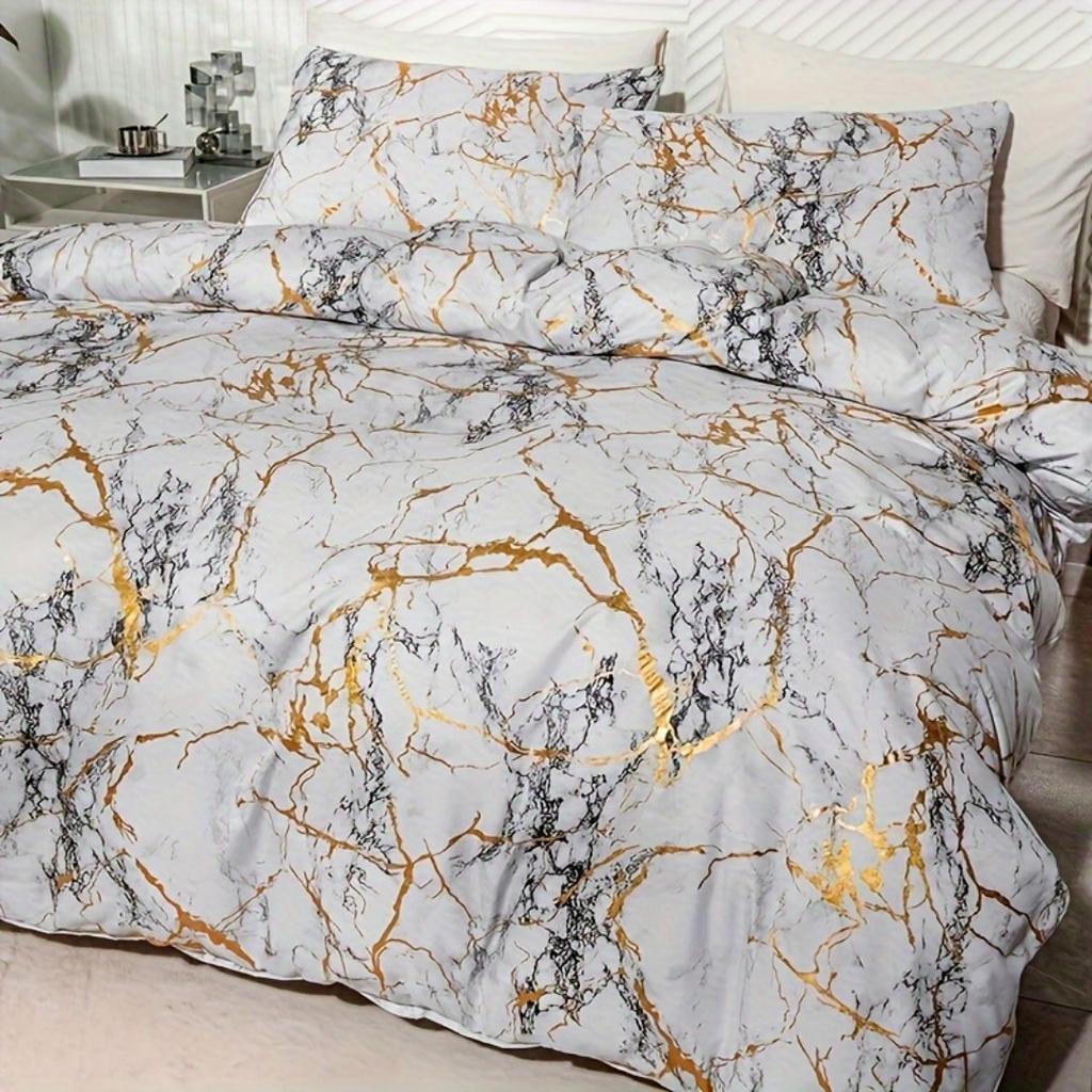 Classic Hot Stamping Texture 3D Print Bedding Set Soft Duvet Cover King Queen Twin Single Size Bithday Gift Bedroom Decoration
