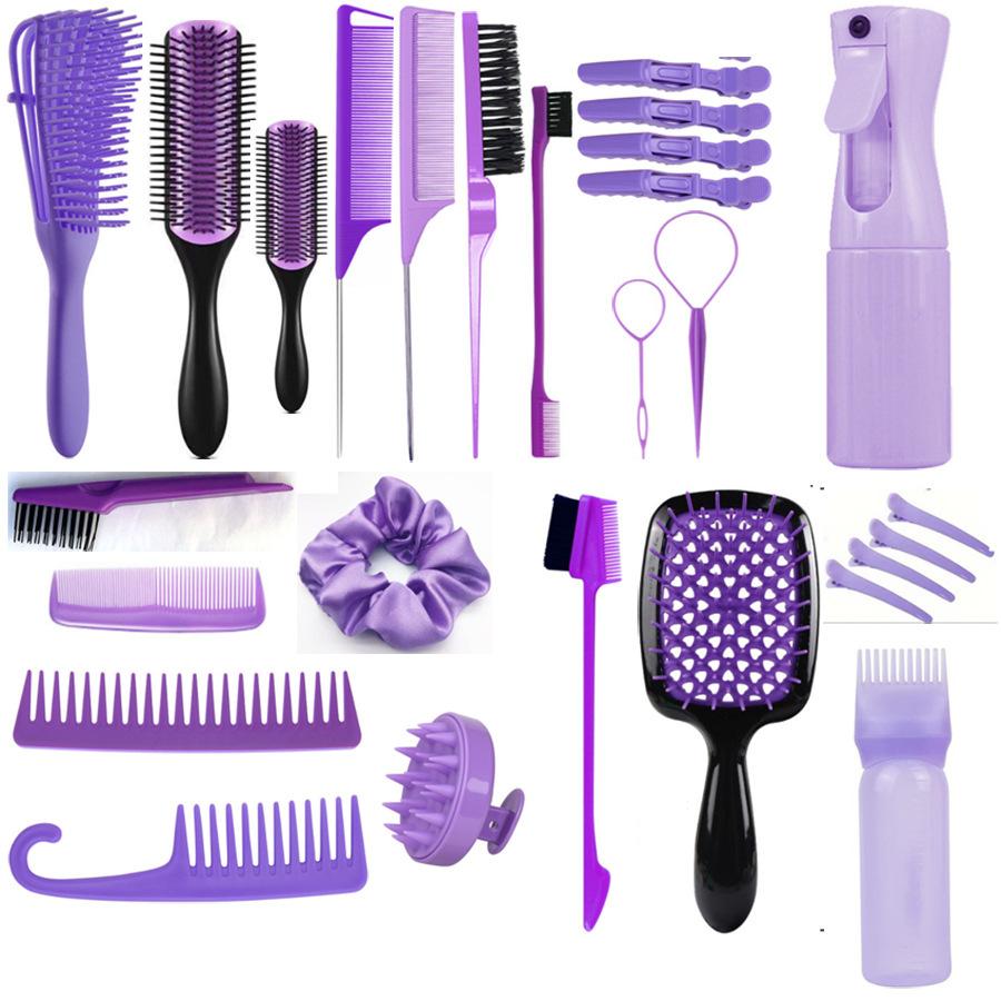 27Pcs Professional Hair Brush Set, Hair Styling Comb Kit with Continuous Spray Bottle, Scalp Massage Shampoo Brush for Salon