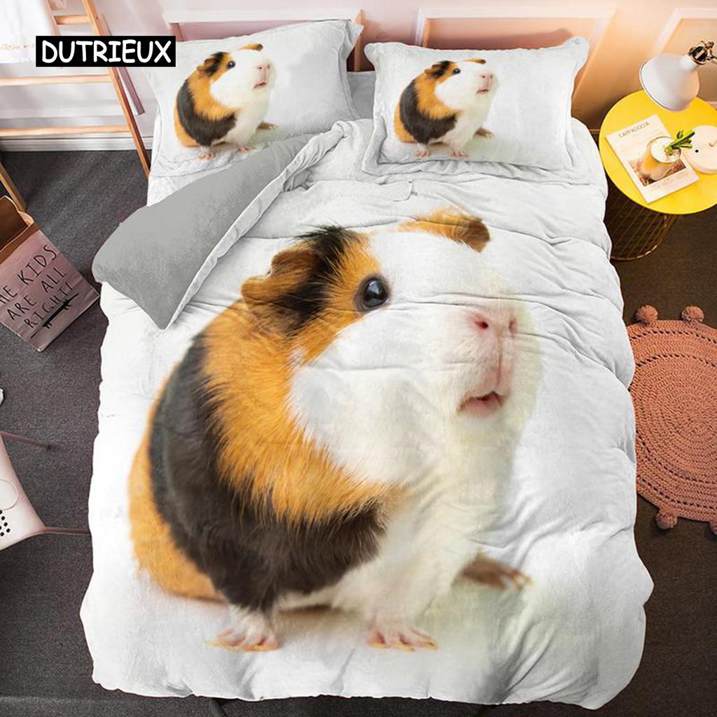 Marsvin Sengesett Søt Mus 3D Dynetrekk Dyredynetrekk for barn Gutter Jenter Tenåringer Mykt Twin polyester dynetrekk