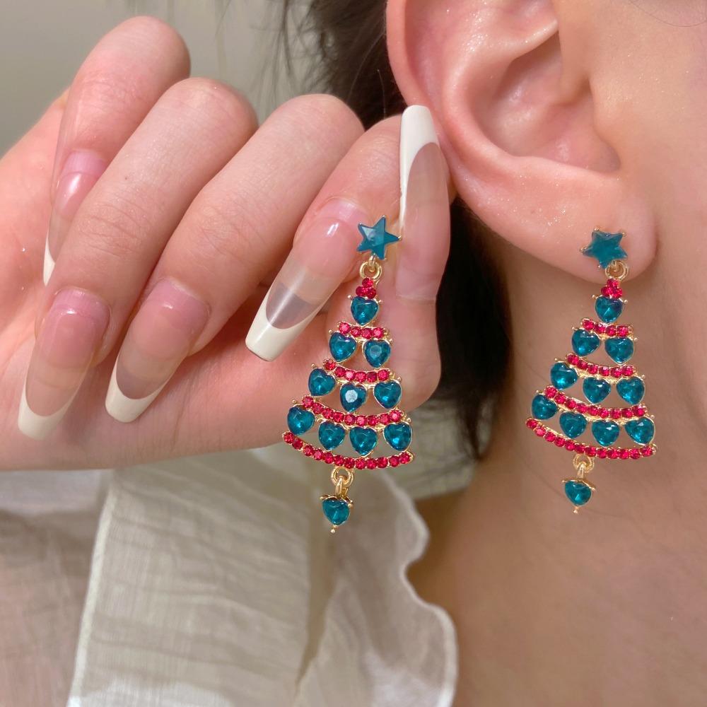 European Style Christmas Tree Earring Zinc Zinc Alloy Xmas Tree Ear Drop  New Year