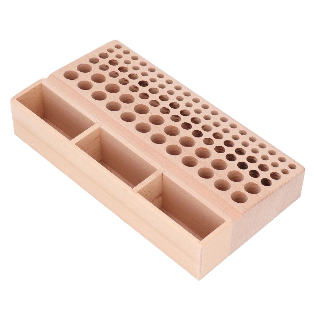 98 Holes Leather Tool Holder Beech Wood Leathercraft Rack Punch Diamond Chisel Storage Organizer with 3 Slots