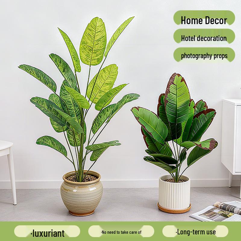 Traveler's Palm Faux Plant with Hanging Bell - Indoor Greenery & Landscape Decoration