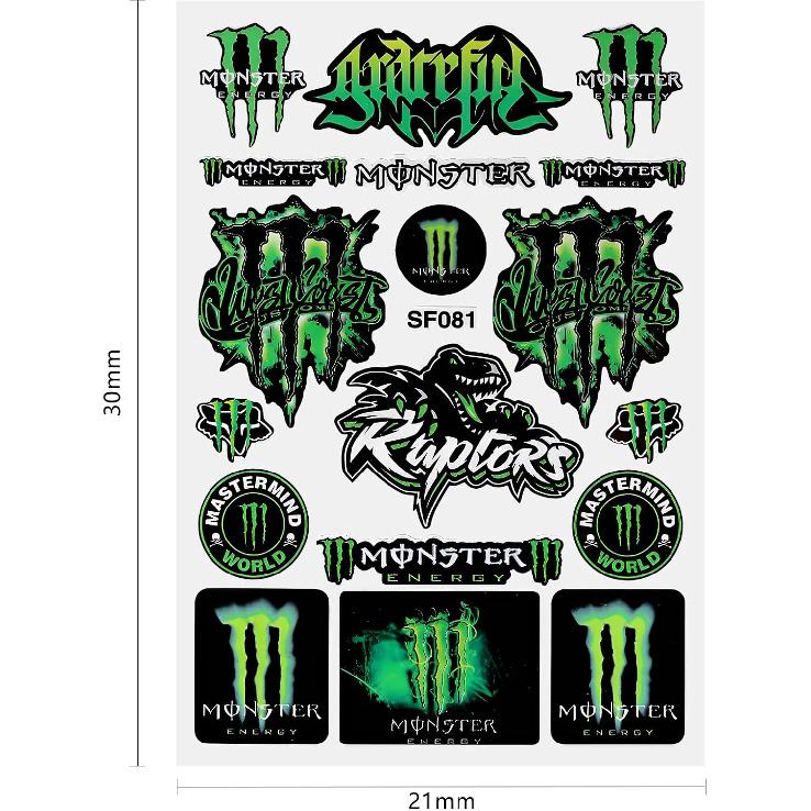 Green Reflective Waterproof Stickers Cool for Motorcycle, Motorcycle Helmet, Skateboard, Car and Dirt Bike Motorcycle Decal