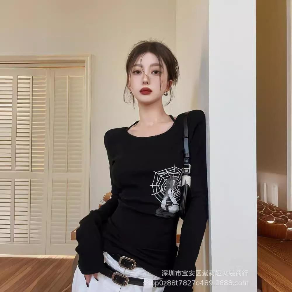 American Style Slimming Velvet Long Sleeve Top