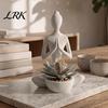 Decorative Meditation Statue 3D Printed Yoga Figure Flowerpot for Succulents and Air Plants, Minimalist Small Plant Pot Windowsill Zen Style Sculpture