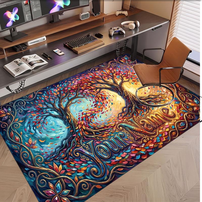 Alfombra de Terciopelo de Cristal Suave con Tema General de Música, Impresión de Nombre y Texto Personalizados, Alfombra de Suelo Antideslizante para Dormitorio Sala de Estar