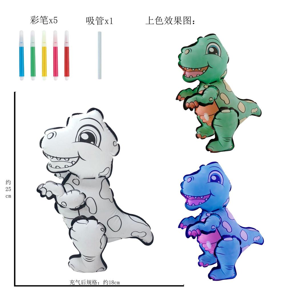 Children'S Handmade Painting Diy Creative Hand-Painted Parent-Child Activity Blank Coloring Graffiti Dinosaur Inflatable Toy