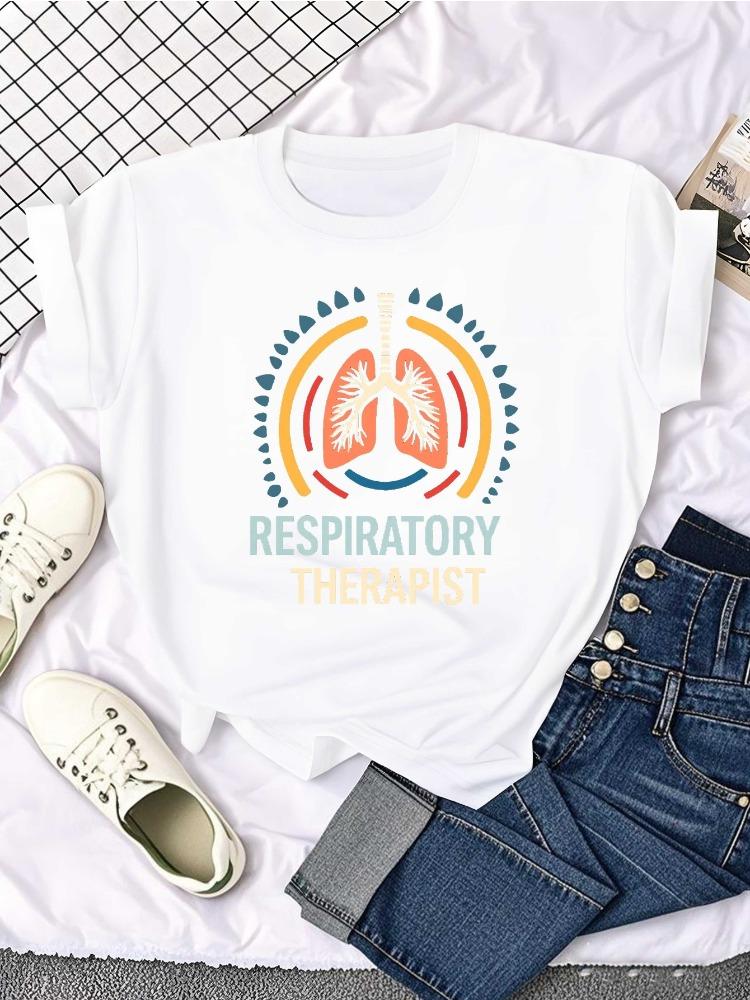 Womens Respiratory Therapist Lung Anatomy Icon TShirt Respiratory Therapist Text Casual Crew Neck TShirt S