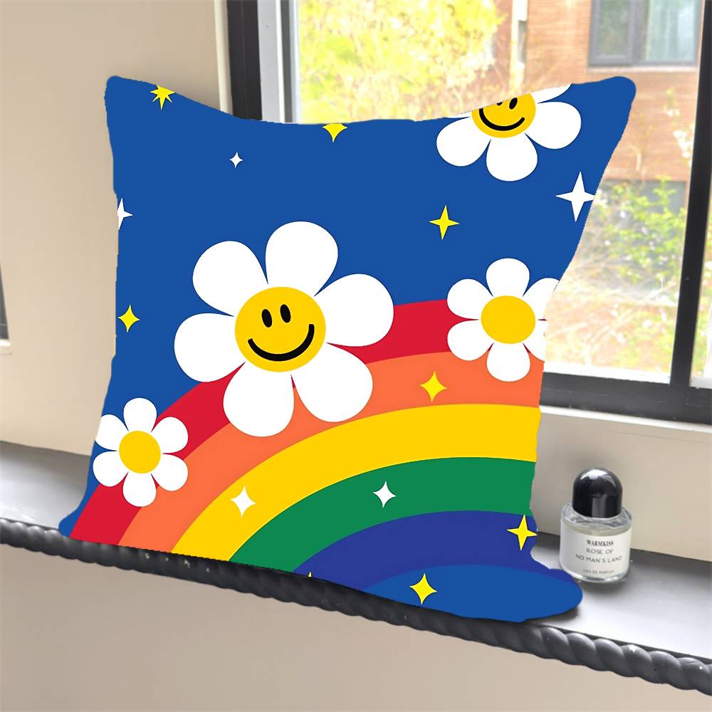 1PC W-Wiggle Wiggles Smile Flower Pillow Case Square  Bedroom Sofa Leisure Comfort Cushion Car Home Decoration Pillowcase 40x40