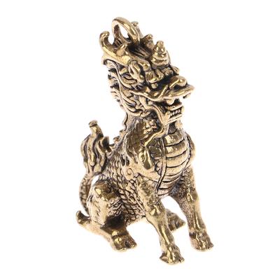 Qilin Glückstier Fengshui Vintage Statue Figurine Reichtum Messing Dekor Wohlstand Chinesischer Stil Ornament
