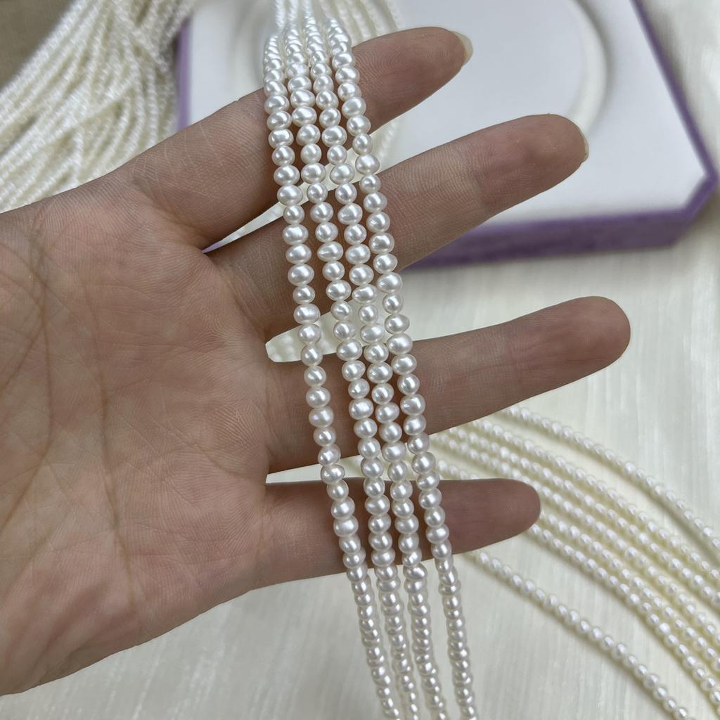 1String, White Natural Freshwater Pearls Beads for Jewelry Making DIY Crafts (Beads 3mm, Length 36cm)