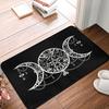 Mysteriöse Dreifachmond Fußmatte Rutschfester Küchenteppich Göttin Pentagramm Design Paganer Teppich für Schlafzimmer Balkon Wohnzimmer Boden