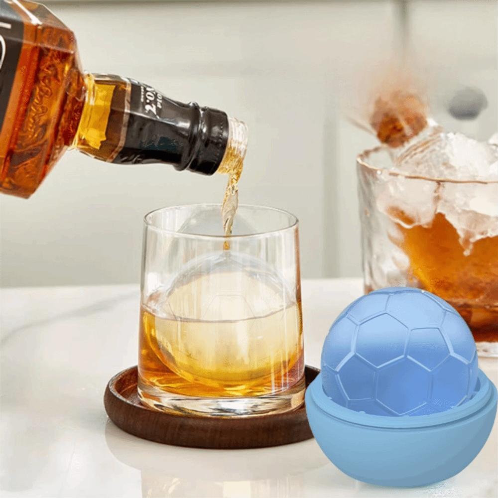 2PCS Dust Cover Football Ice Tray Silicone Ice Ball Maker Soccer Ice Cube Mold Refrigerator