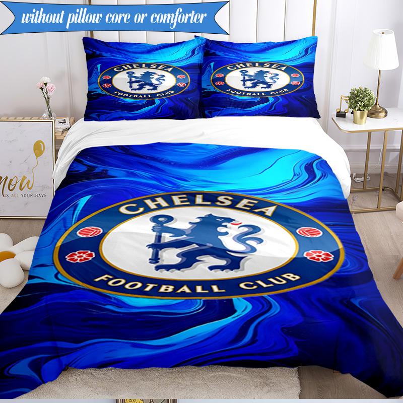 3PCS Chelsea Fc  Printed Soft Bedding Set,Including 1pc Duvet Cover And 2pcs Pillowcases Perfect for Bedroom, Dormitory, Fan Gift