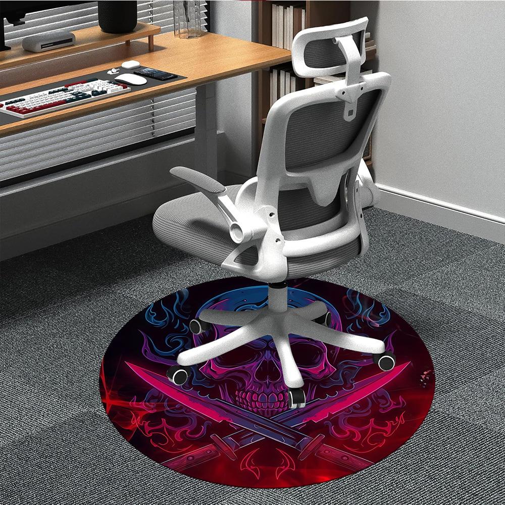 1pc Skull Swords Office Round Area Rug, Under Office Chairs Bedroom Living Room Home Decor, Room Deco, Available in Various Sizes