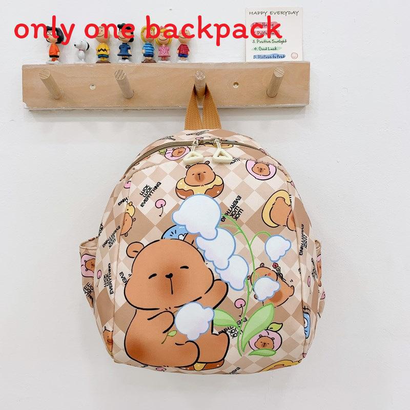 Backpack Children Capybara Zipper Design Adjustable Shoulder Straps Schoolbag