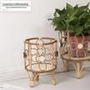 European Pastoral Hollow Flower Stand: Handmade Woven Rattan-Like Pot Holder for Balcony or Desktop Floral Decoration