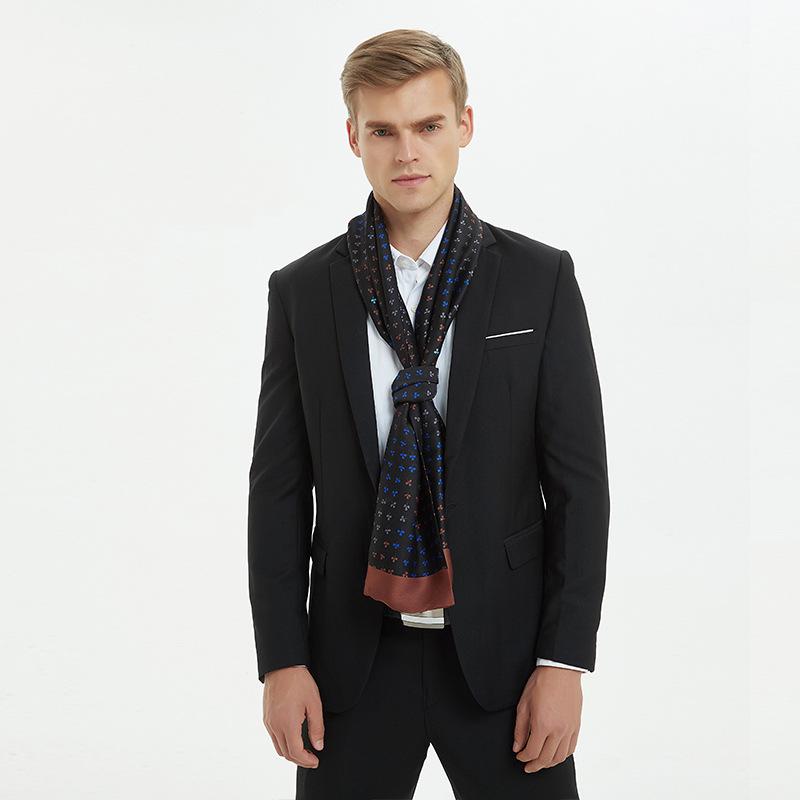 Business Men's Silk Scarf Suit with Silk Double-sided Scarf Winter New Long Scarf Gift Box