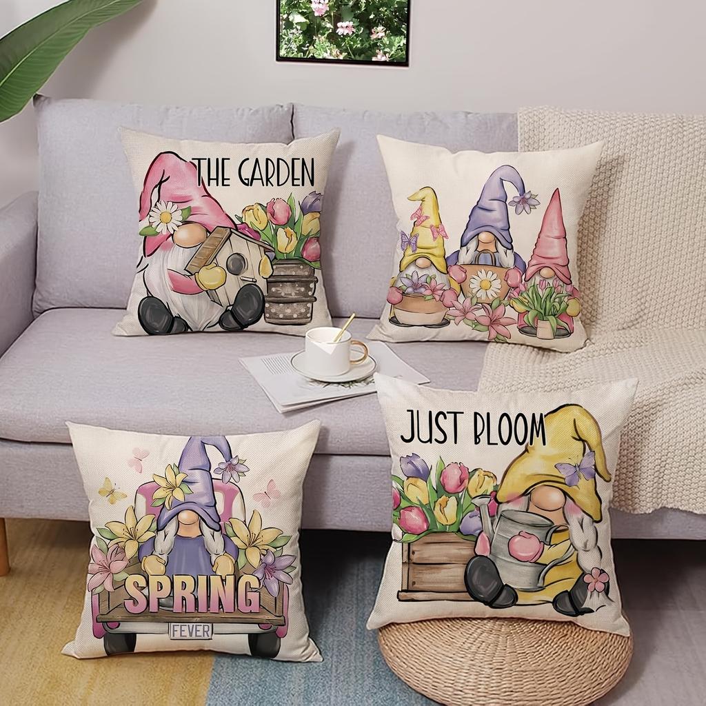 Nordic Dwarf Pattern Home Decor Pillowcase Bedroom Living Room Sofa Decoration Polyester Cushion Cover with Zipper