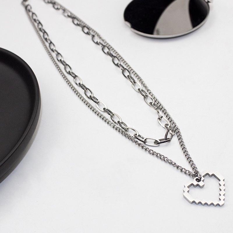 Trendy Japanese Korean Multi-layer Hip Hop Necklace with Heart Pendant