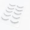 5 Pairs Thai Style False Eyelashes 0.05mm Black 5-8mm Mixed C Curl With Thin Transparent Band Natural Look