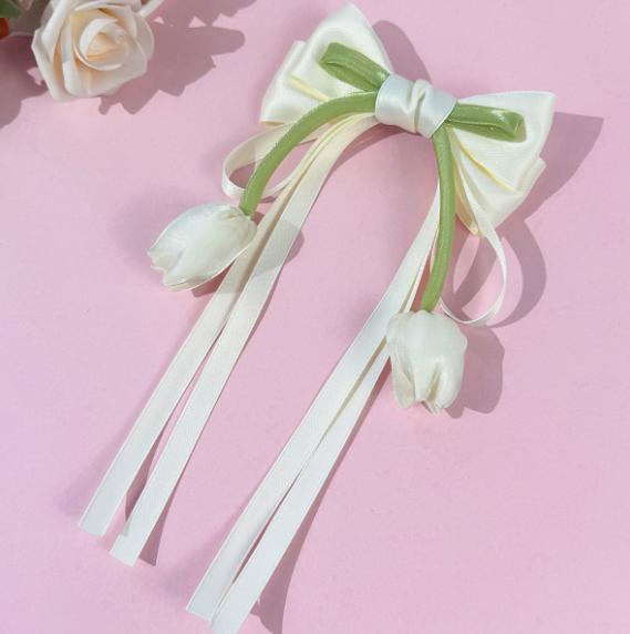 1pc Women's Hair Accessories, Hair Clips in Korean Style with Bow and Streamers, for Wedding, Birthday, Party and Gifts