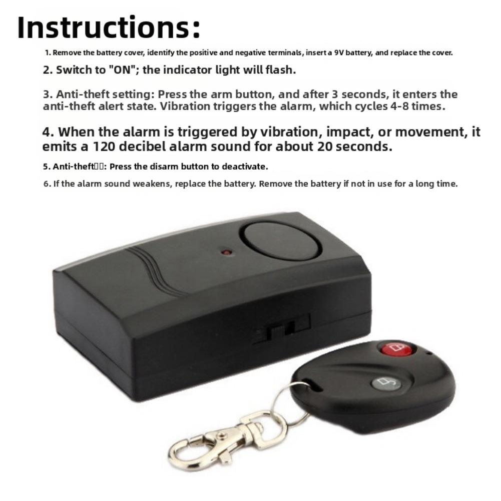 Remote Control Alarm System for Motorcycles and Multi Metal Object Security with Vibration Sensor and Waterproof Design
