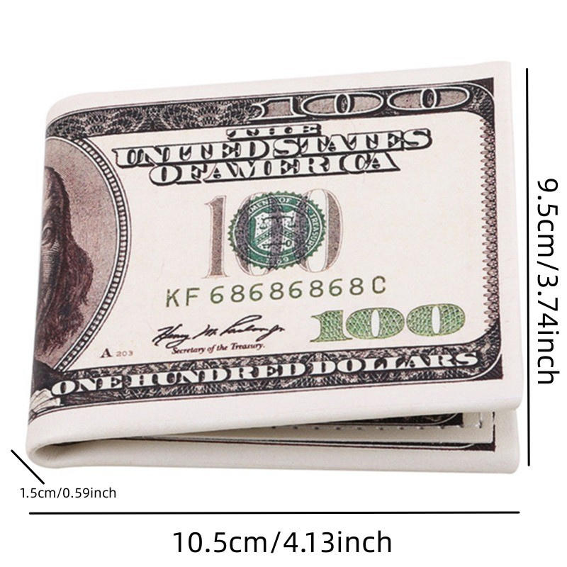 Men'S Personalized Us Dollar Bill Pattern Double Fold Retro Wallet With Creative Style Multiple Card Slots Double Fold Classic Short Wallet